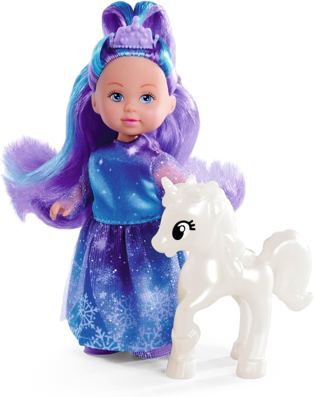 Simba Evi Prinsessa Fantasy of Love, docka i sagoklänning med en glänsande enhörning, 12 cm lekdocka, 3+ år