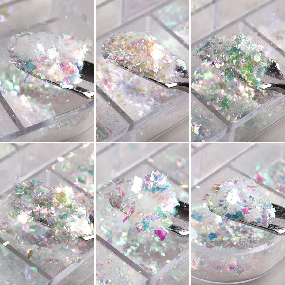 JMEOWIO Nagelglitter 12 rutnät Aurora Nail Art dekoration tillbehör nageldesign