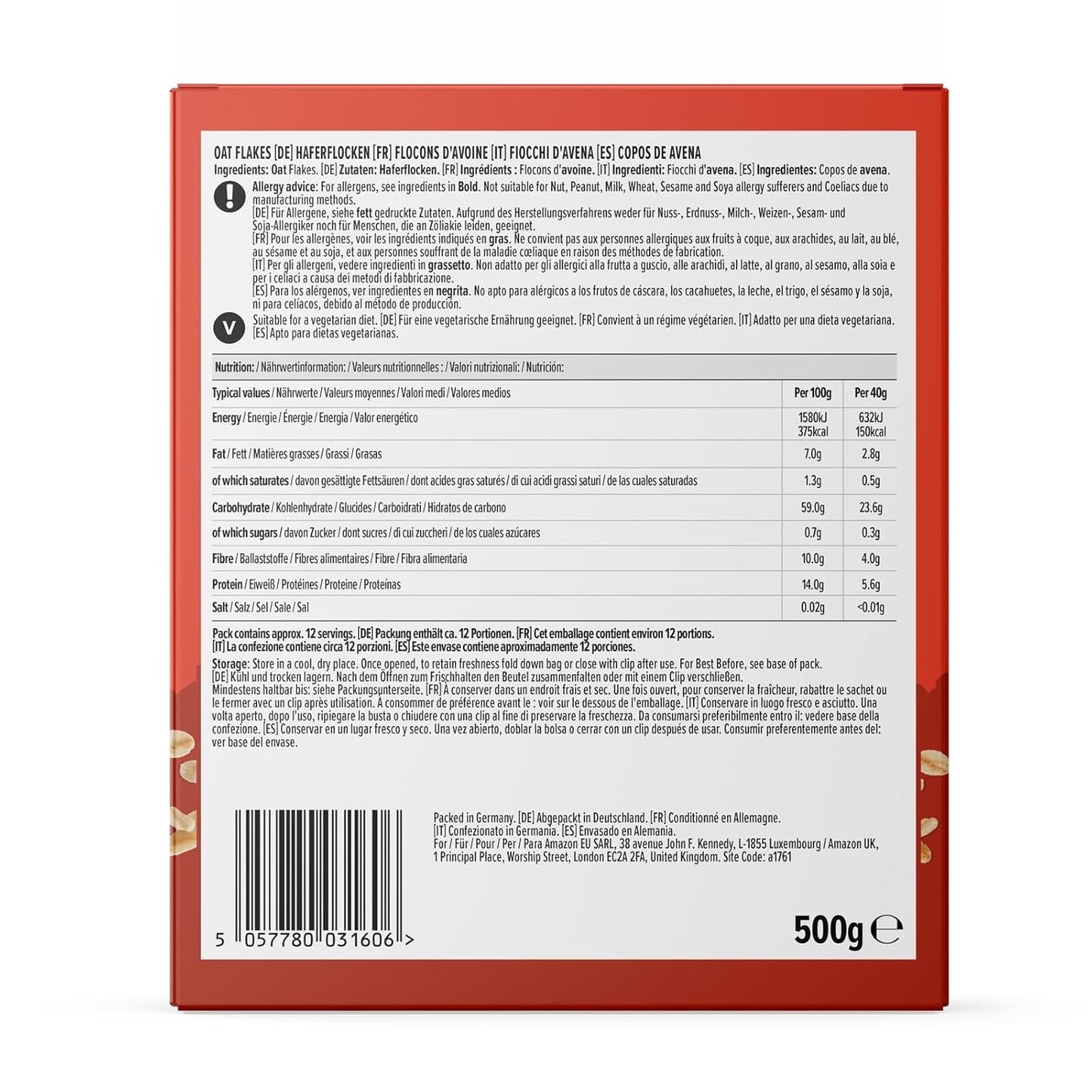 Amazons delikata havregryn, 500 g