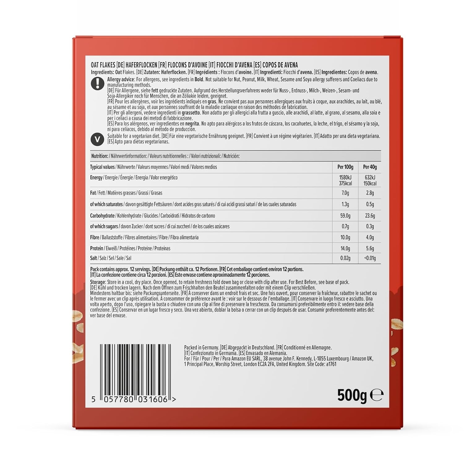 Amazons delikata havregryn, 500 g
