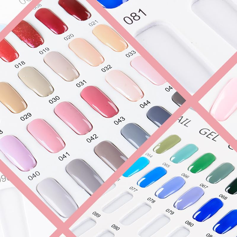 Nagellackspalett med 216 färger, Nagelskyddsställ, Nagellacksfärgade kortplattor, Nagelfärgskarta, Nagellackstillbehör