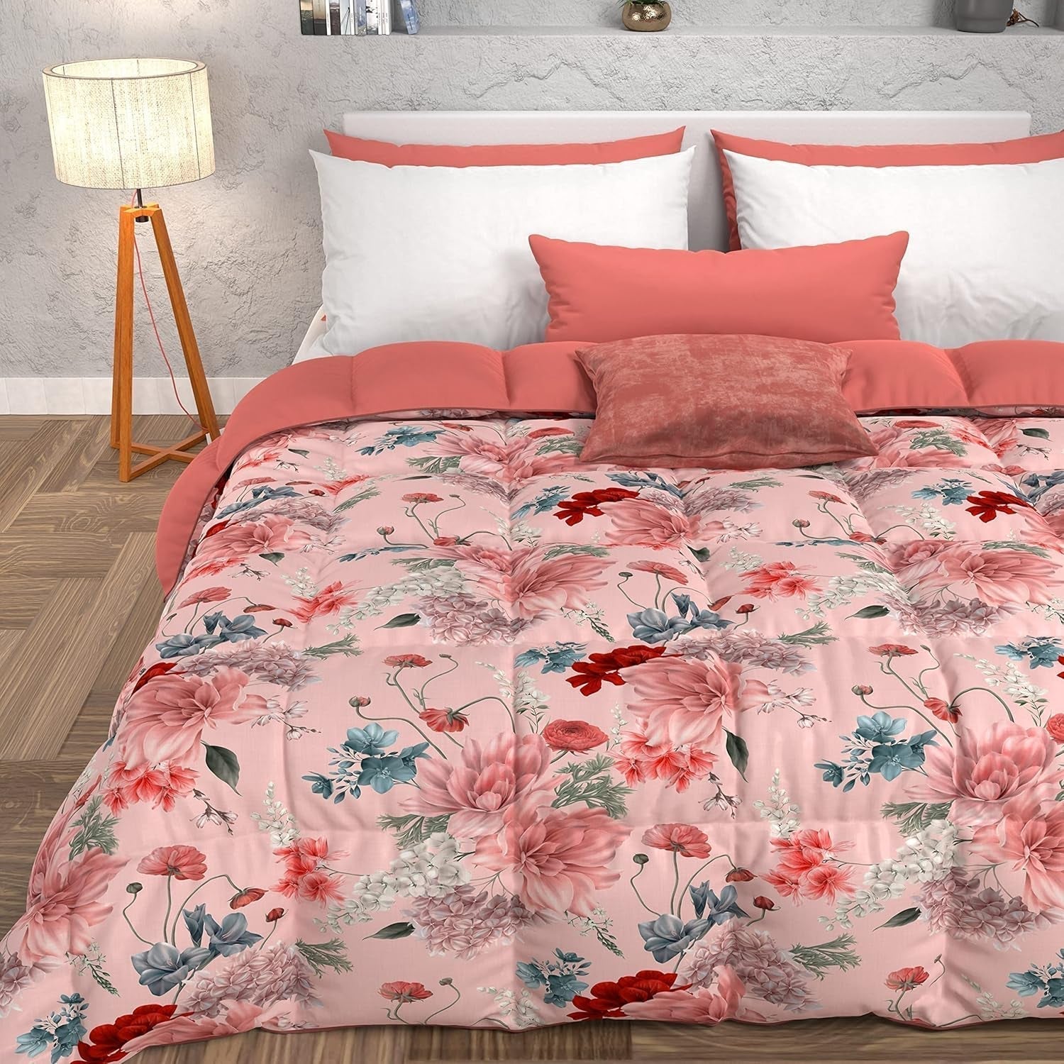 PETTI Artigiani Italiani - Vintertäcke, Vintertäcke, Enkelt täcke, Dubbelsidigt, Enfärgat och digitalt tryck, 100 % antiallergisk mikrofiber, Made in Italy Täcken och täcken Naty Shop Floral 19 Pulver 160 X 190 Cm