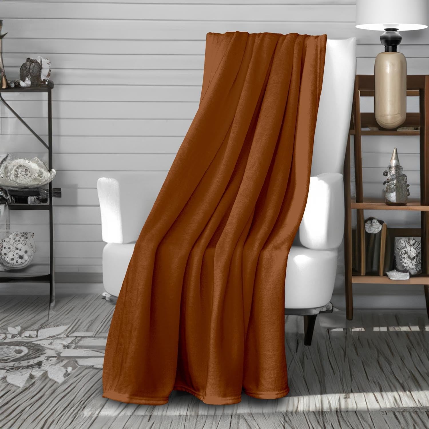 Soleil D'Ocre, flanellfilt, 180 X 220 Cm, Calin Terra Täcken och täcken Naty Shop