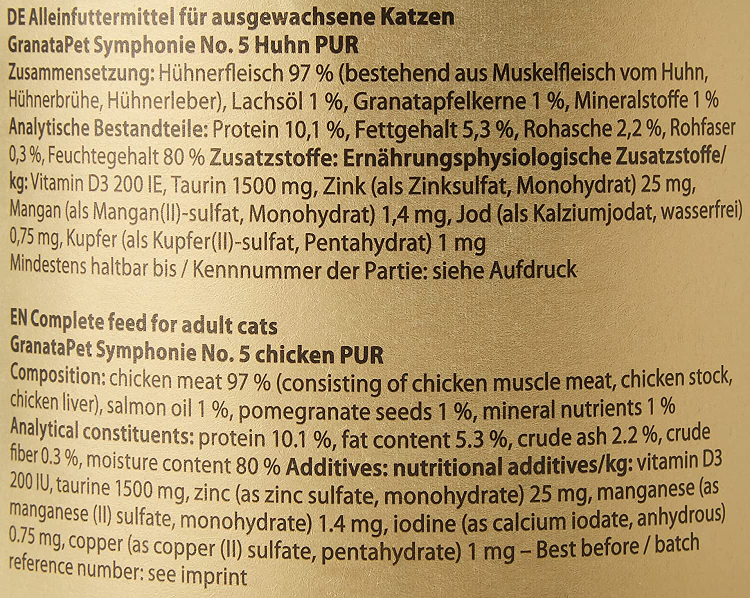 GranataPet Symphony No. 5 Pure Chicken, spannmål och sockerfri kattmat, filéer i naturlig gelé, delikat våt kattmat, 6 x 200g