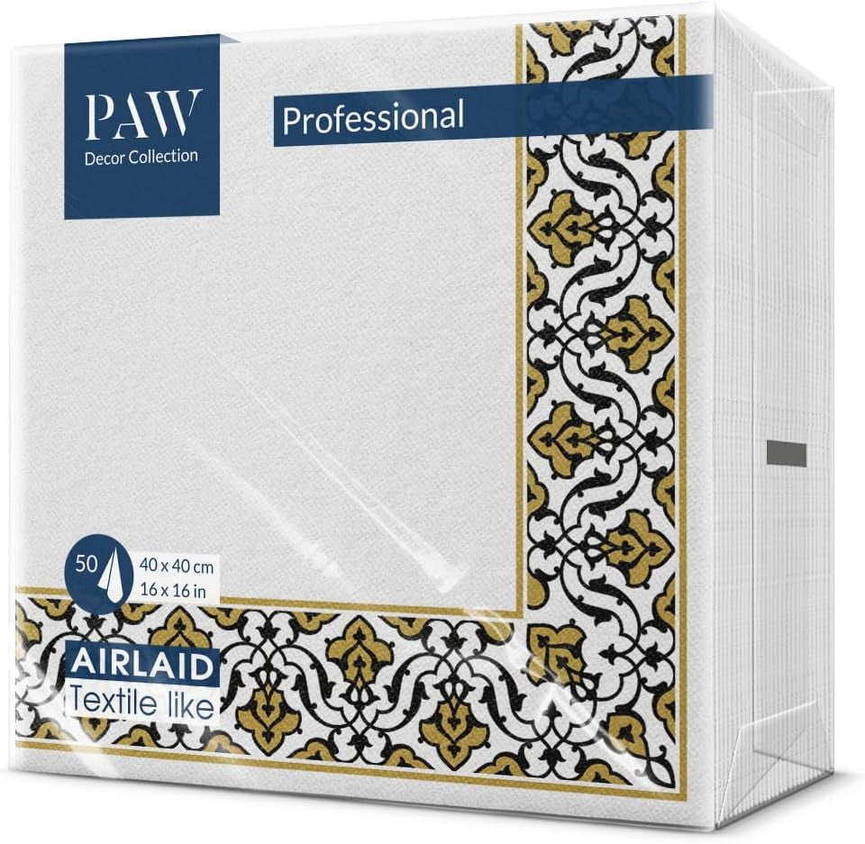 PAW - Airlaid servetter - Tygliknande (40 X 40 Cm) I 50 stycken I För begravningsgudstjänst, Begravningsfest, Begravning, Farväl I Högkvalitativa Bordsdekoration Tygservetter - Minnesblomma I Minnesblomma