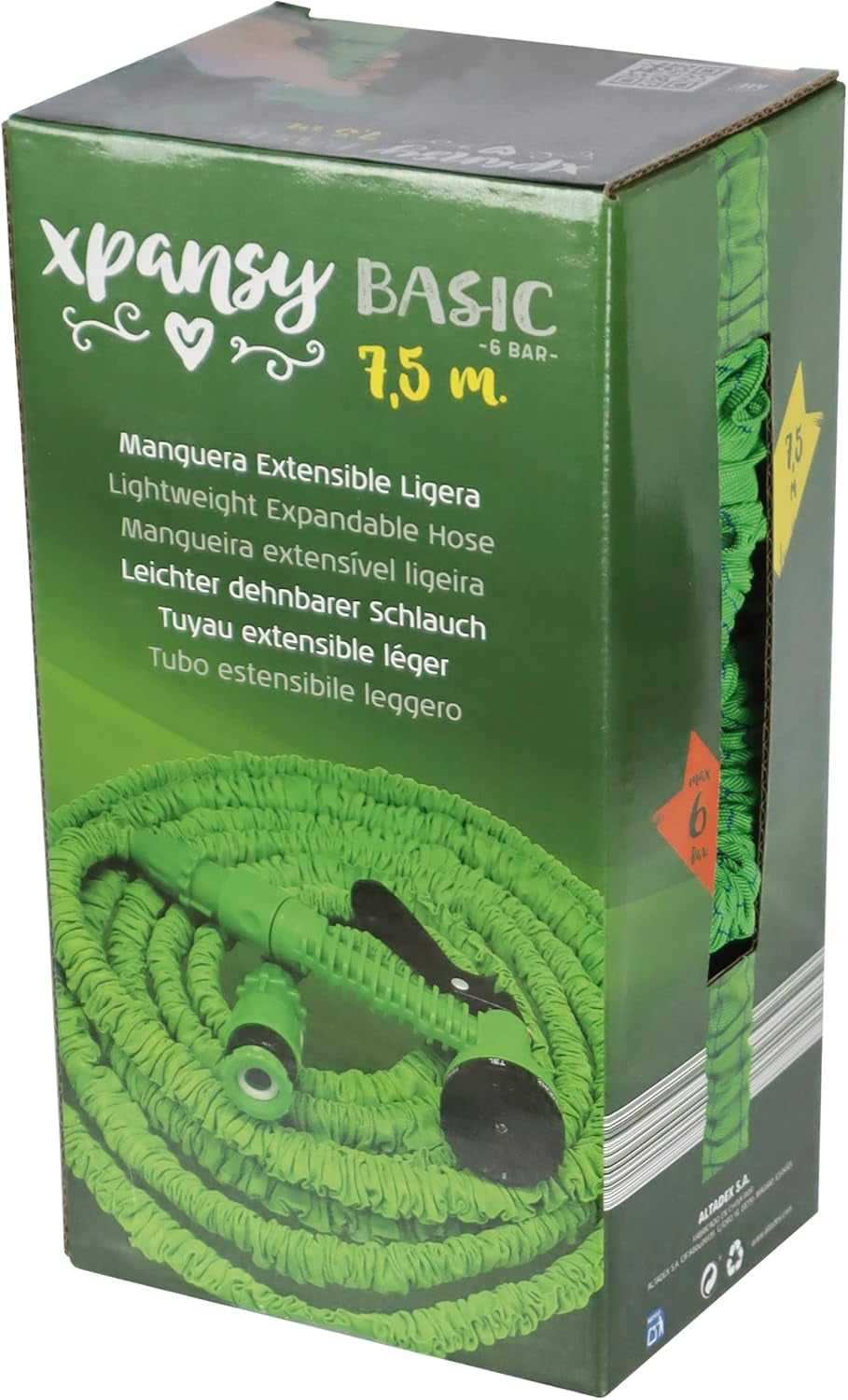 C2607A Hose Basic – Förlängbar slang med vattentryck, grön, 7,5 meter