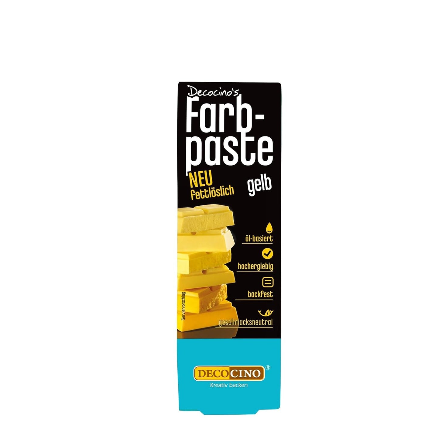 DECOCINO Gul fettlöslig färgpasta - 15 g - Oljebaserad matfärg, idealisk för färgning av choklad, smörkräm, fondant eller kakdeg