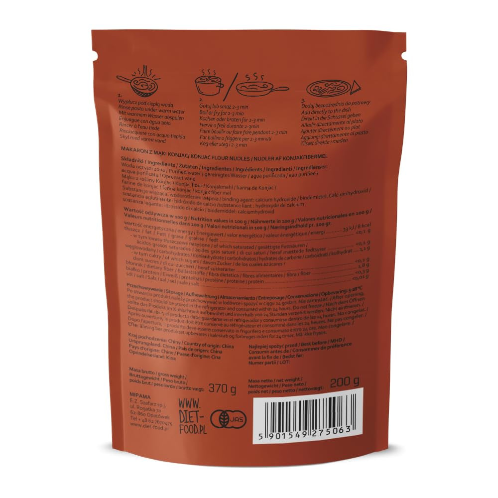 Shirataki Nudlar DIET-MAT ​​Lågkolhydrat Lågkalori Konjac Nudlar Vegansk mat Fettfri Sojafri Glutenfri Vattenlöslig Diet Nudlar Lågkalori 200 gram