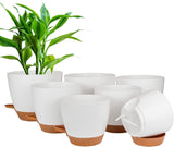 CSYY blomkrukor Set med 7 plastblomkrukor med bevattningssystem 20.3/19/17.7/16.5/15.2/14/12.7cm självvattnande krukor och fat inomhus utomhus