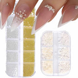 GZMAYUEN Nail Art Perlen Micro Caviar Für Nägel, 0,3-3Mm Goldene Silber Mini Caviar Strasssteine, Weiß Beige Mini Nägel Perlen Mikroperlen Dekor Für Nägel