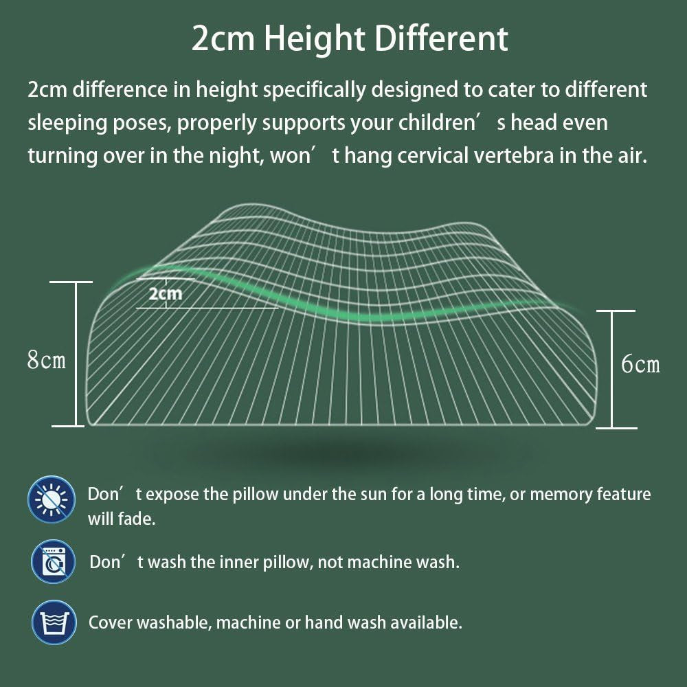 Barnkudde av memory foam 3-12 år Barnkudde Ortopedisk kudde Med memory foam Memory foam kudde Med avtagbar 100% bomulls örngott (3-12 år) Cervikala ortopediska kuddar Naty Shop
