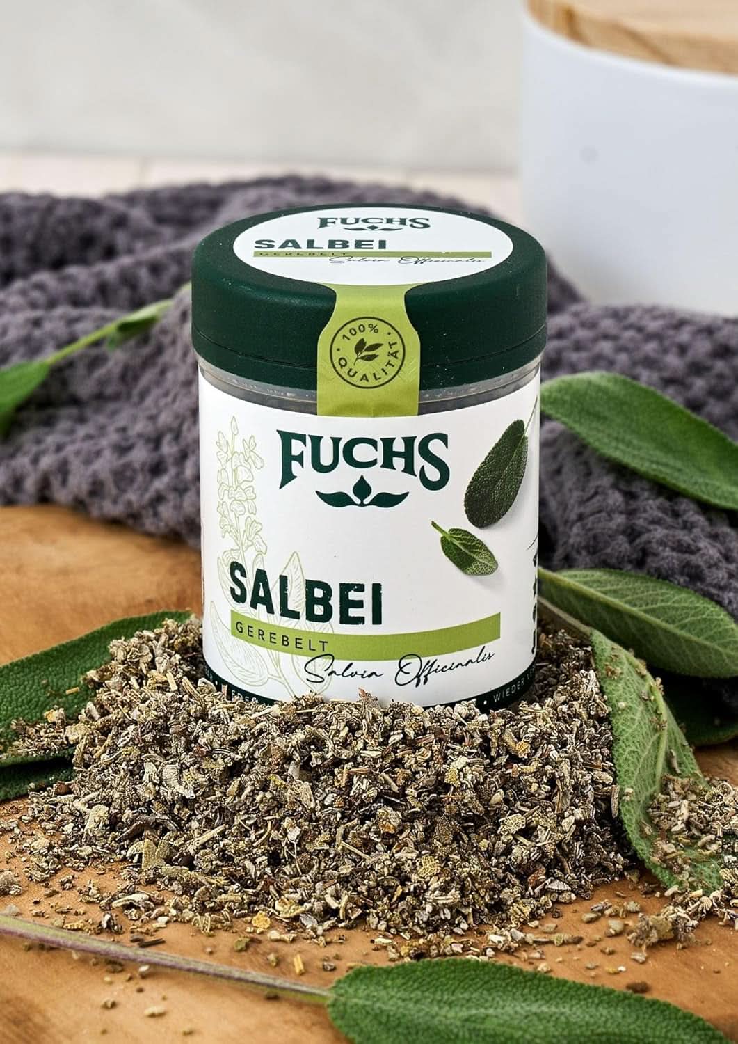Fuchs, salvia, syrlig ton, delikat bitter för ravioli eller gnocchi, 14 gram kryddor Naty Shop