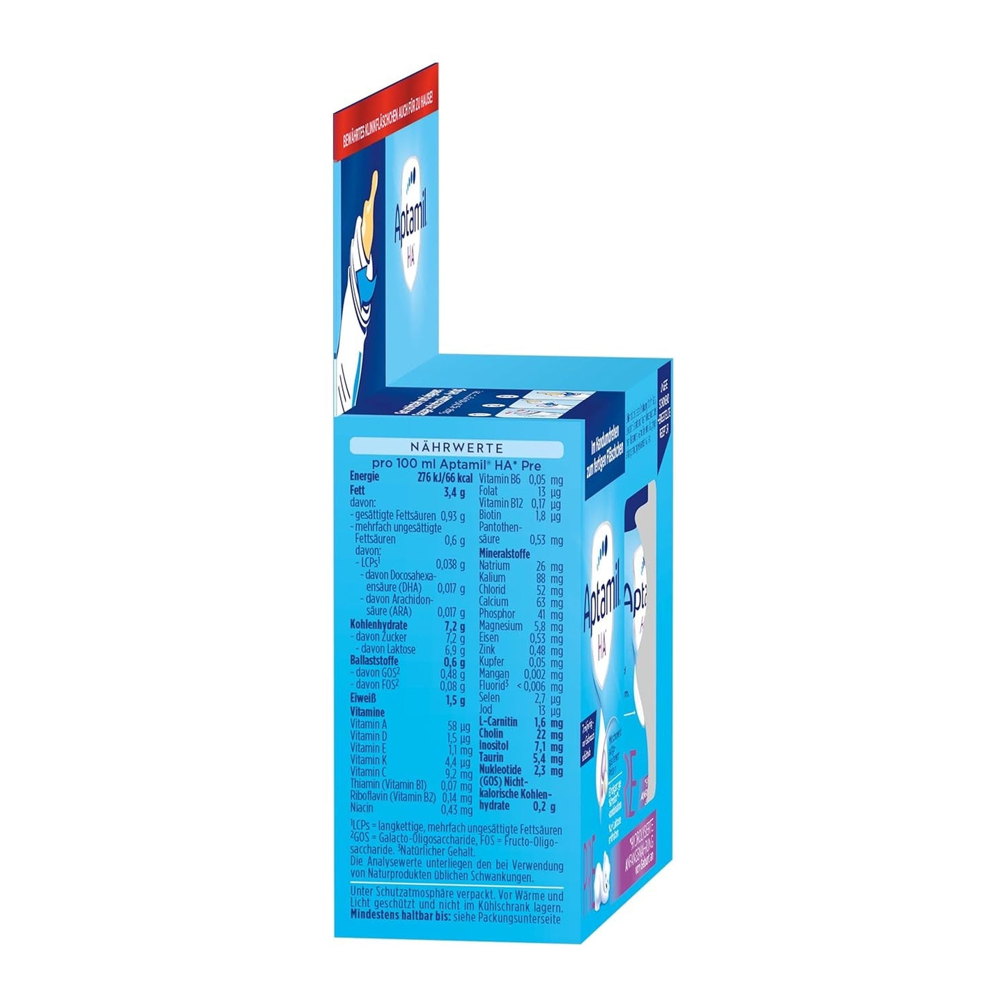 Aptamil HA Pre Ready to Drink – Hydrolyserad mjölk för spädbarn från födseln – 4 x 2 x 90 ml