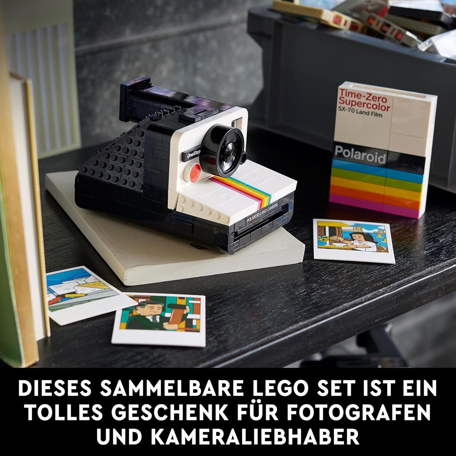 LEGO Ideas Polaroid Onestep SX-70 kameraset för vuxna, samlarobjekt med autentiska detaljer, Kreativ aktivitet, Fotopresenter för kvinnor, män, honom, henne och tonåringar 21345 Byggset Besuche den LEGO-Store