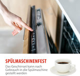 alpina Geschirrset 8 Personen - 40-teiliges Steingut Geschirr - Teller Set mit Speiseteller, Schalen och Kaffeebecher - Camping Geschirr - Mikrowelle- und Spülmaschinengeeignet - Weiß