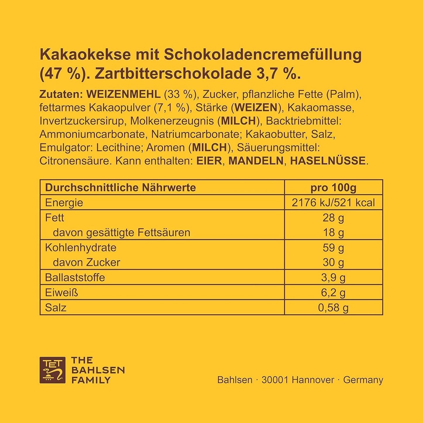 Crunchy Cookies med kakao och mörk chokladcreme, paket med 14, för förvaring eller försäljning (14 x 190 g)