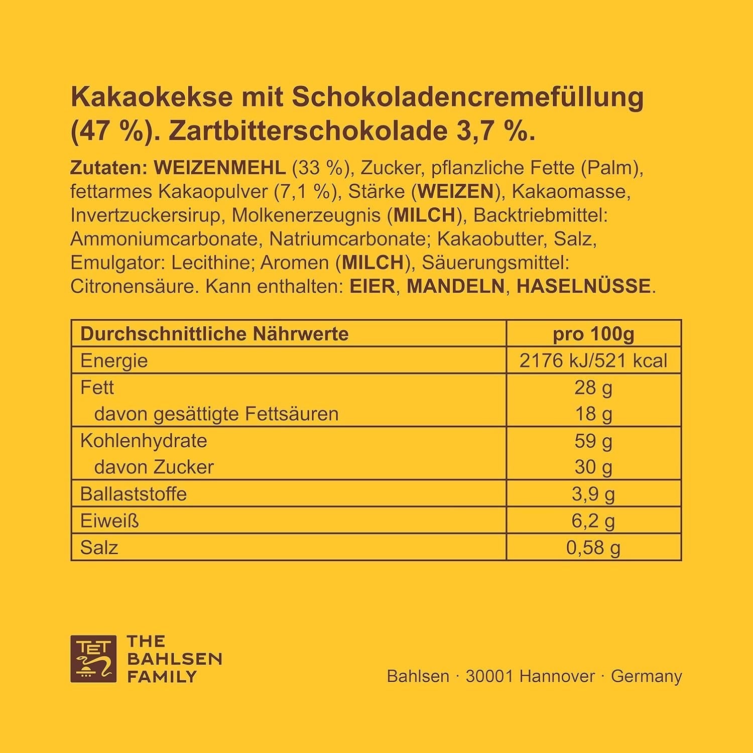 Crunchy Cookies med kakao och mörk chokladcreme, paket med 14, för förvaring eller försäljning (14 x 190 g)