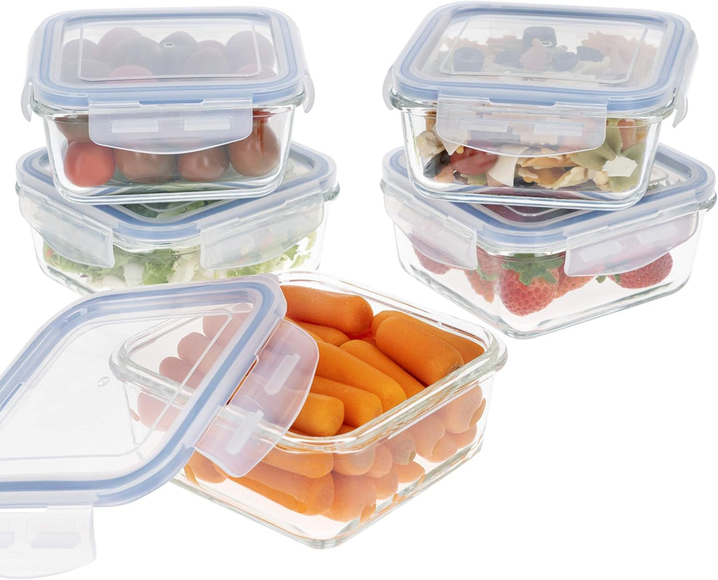 Max Home 8-packs glas lufttäta behållare Mikrovågsglas Lunchlåda Återförslutningsbara matbehållare 550ml klara lock Matbehållare (16538) Matförvaringslådor Naty Shop