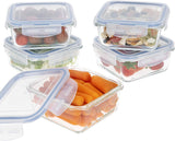 Max Home 8-packs glas lufttäta behållare Mikrovågsglas Lunchlåda Återförslutningsbara matbehållare 550ml klara lock Matbehållare (16538) Matförvaringslådor Naty Shop
