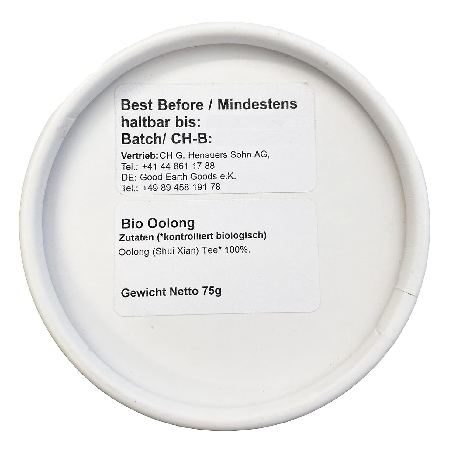 Ekologisk Oolong (Shui Xian), förpackning med 1 (1 x 75 g)