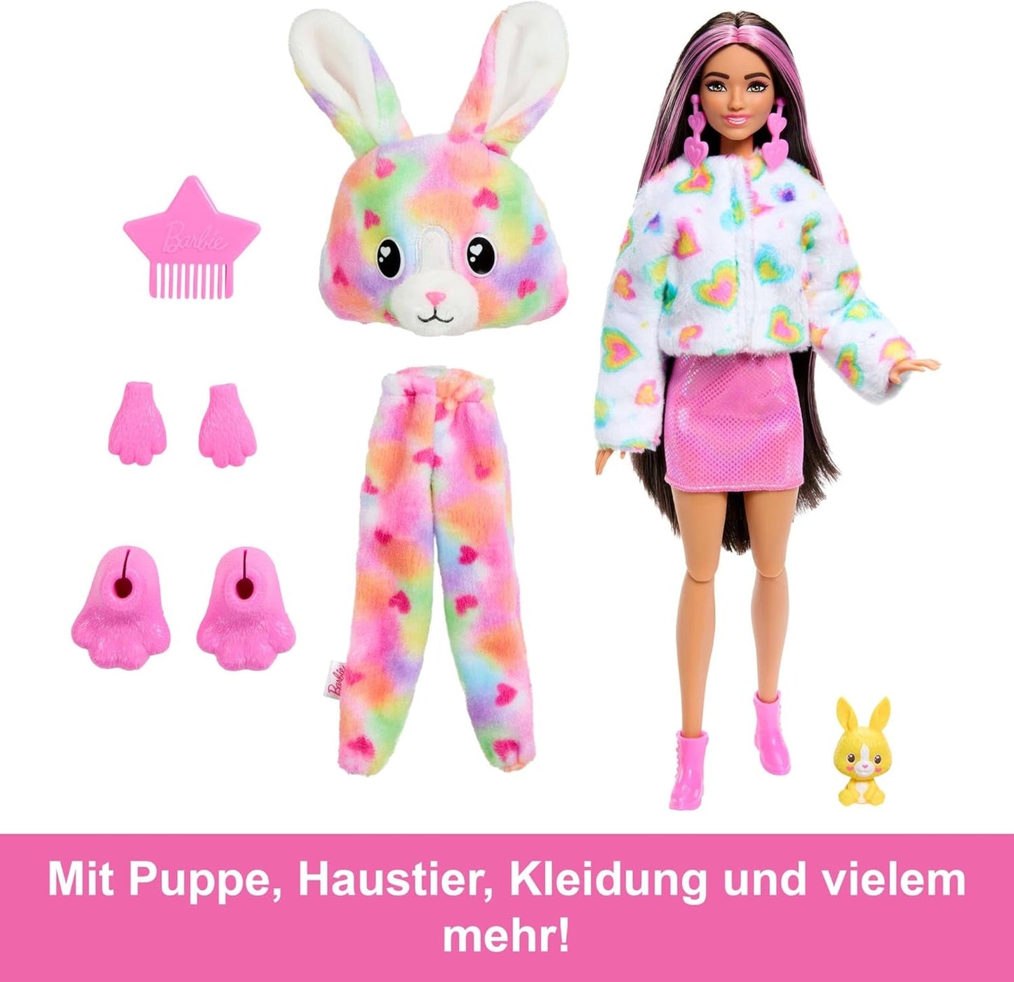 Barbie Cutie Reveal Doll och tillbehör, Batik Bunny Plush Outfit och 10 färgskiftande överraskningar, Color Dream Series, HRK38 Naty Shop Dolls