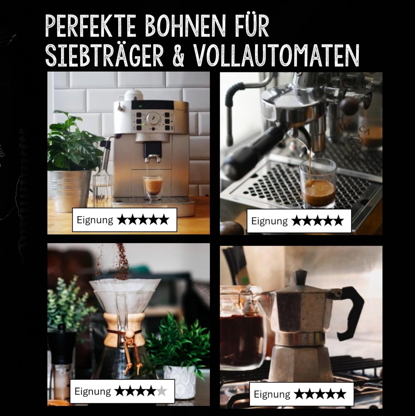 - Kaffeebohnen 2kg - Extra långsam geröstet - wenig Säure und Bitterstoffe - Barista-Qualität - Finest Cream - Best Espresso für Fullyautomaten - 4 x 500 g