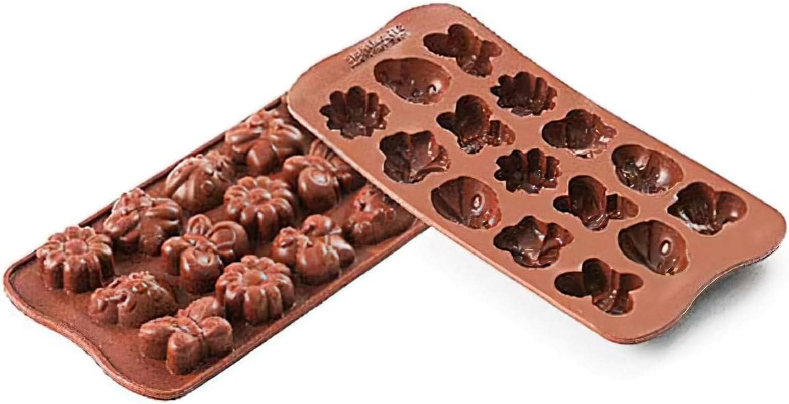 Silikomart 199199, form för choklad, vårmodell, 15 praliner, Brown Kitchen Naty Shop