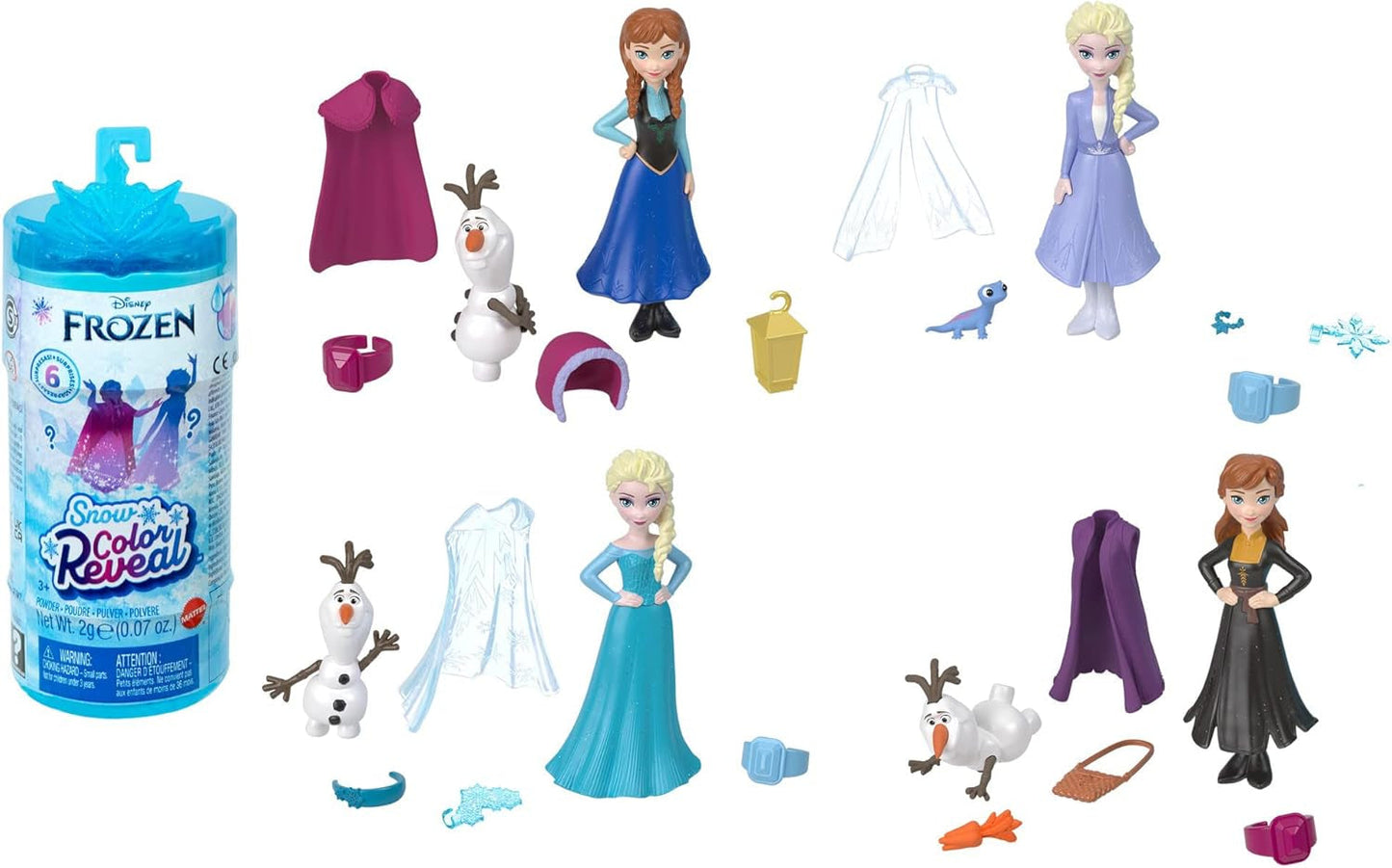 Mattel Disney Frozen Ice Reveal Squishy Ice Gel Doll och 6 överraskningar, inklusive Friends-figur och tillbehör (dockor kan variera) HRN77 Naty Shop Dolls Snow Color Reveal Dolls