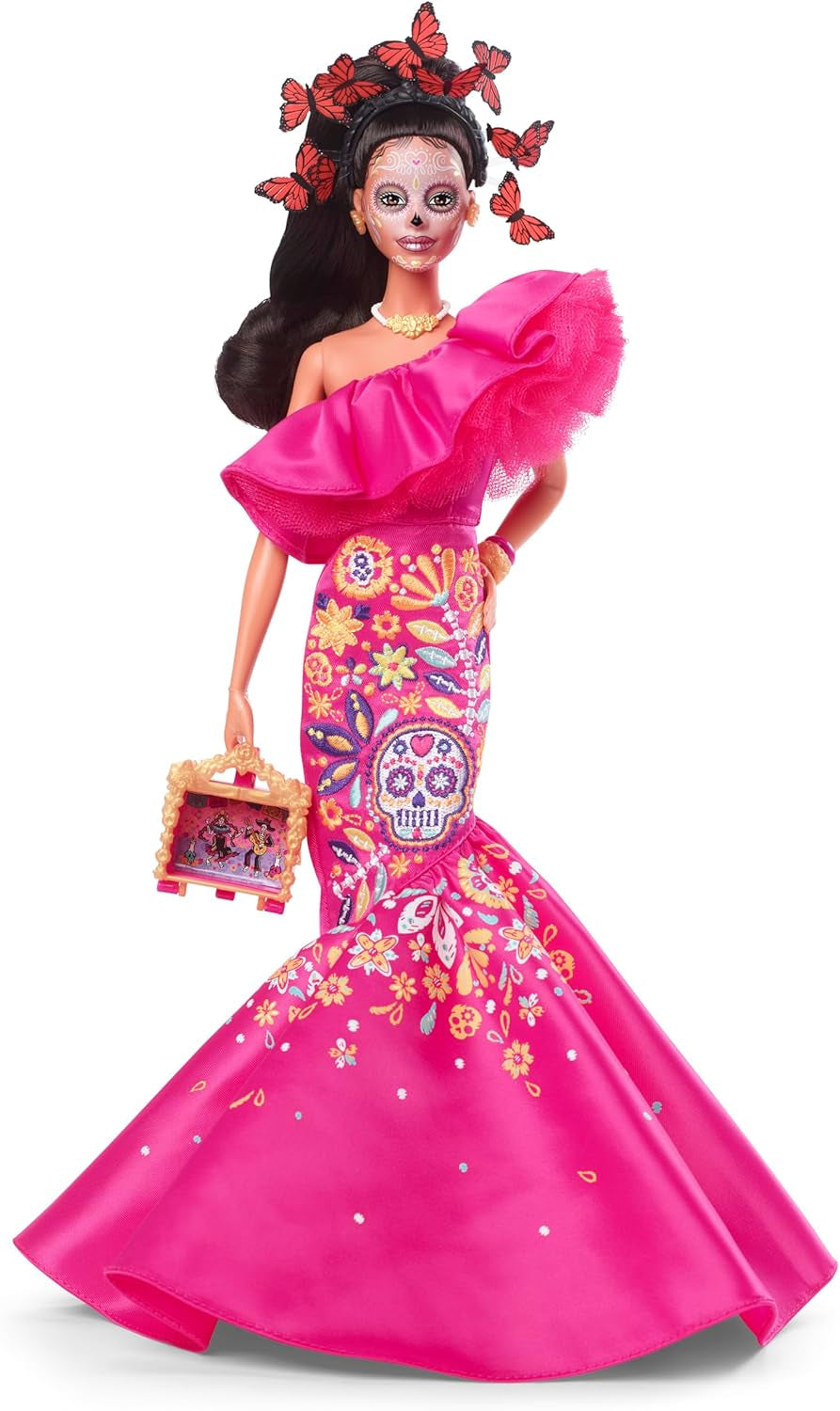 Day of the Dead Barbie Doll - begränsad upplaga med traditionell klädsel och smycken, inkluderar stativ och samlarcertifikat, för samlare och fans från 6 år och uppåt, HJX14