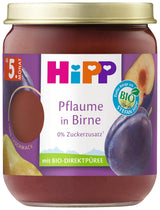 HiPP ekologiska plommon med päronsmak (6 x 160g), från 5 månader, inget tillsatt socker, särskilt intensiv fruktsmak, av bästa ekologiska kvalitet.