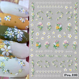 5st Geprägte Gänseblümchen Nagelsticker Selbstklebend Blumen Nagelaufkleber Gänseblümchen Schmetterling Nagel Sticker Nageldesign Aufkleber Nägel Zubehör Blume Nail Sticker Flower Nail Art Stickers
