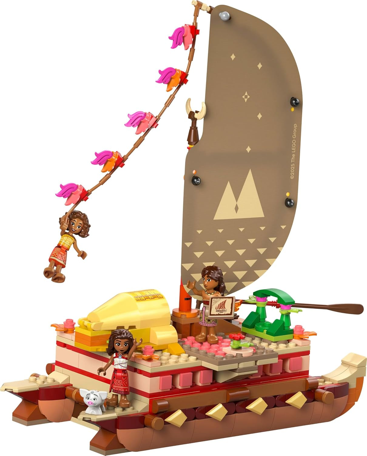 LEGO Ç€ Disney Moana 2: Moana's Adventure Raft - Leksaksbåt med segel, löstagbart däck, lägereld och 3 minidockor inklusive Loto och Moni - Present för tjejer 6+ och fans - 43270 Byggset Beuche den LEGO-Store