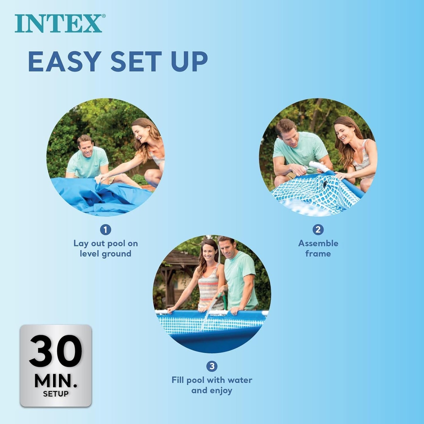 Intex 28271NP - Rektangulär ovanjordspool med ram, 2282 L, stål och PVC, blå, 260x160x65 cm