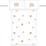 Herding Babybest Little Friends Winterbettwäsche, Kopfkissenbezug 40 X 60 Cm Mit Hoteleinschlag, Bettbezug 100 X 135 Cm, Mit Zwißwerfer, 100 % Baumwolle/Flannel, Weiß, Twin Naty Shop