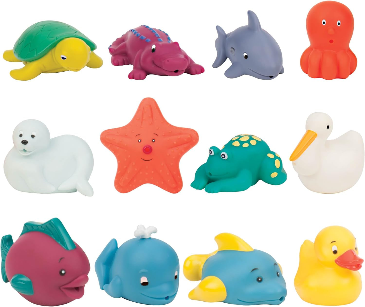 Battat 12-delad badleksak Babybadleksak Vattendjur - Badkompisar för bebisar 10 månader - Badleksak Anka och mer Bebe Toys Naty Shop