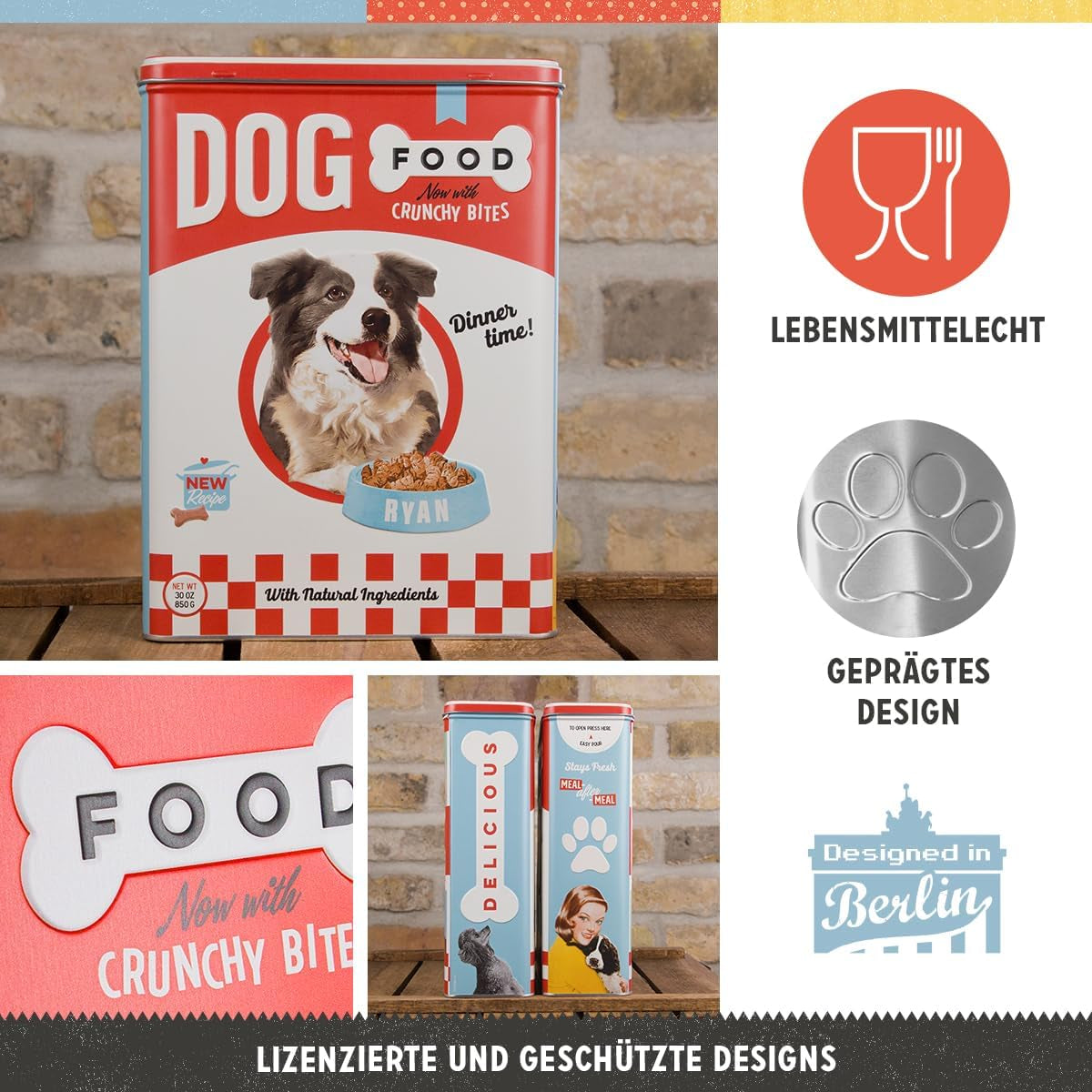 Nostalgic-Art Retro förvaringslåda XL, 4 l, Hundmat - presentidé för hundägare, förvaringslåda för torrfoder, vintagedesign Matförvaringslådor Naty Shop