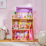 Kidkraft Kayla dockhus i trä med möbler och tillbehör, 3-nivå lekset för 30 cm dockor, leksak för 3 år gamla, 65092 - exklusivt på Amazon Dollhouses Naty Shop