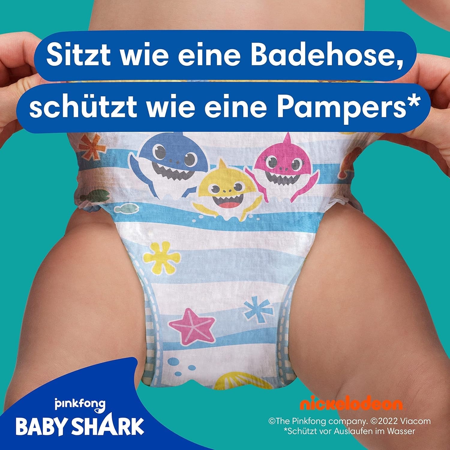 Pampers Splashers Baby Shark Limited Edition engångsbadblöjor 4-5, 11, 9 kg-15 kg, för säkert skydd i vattnet