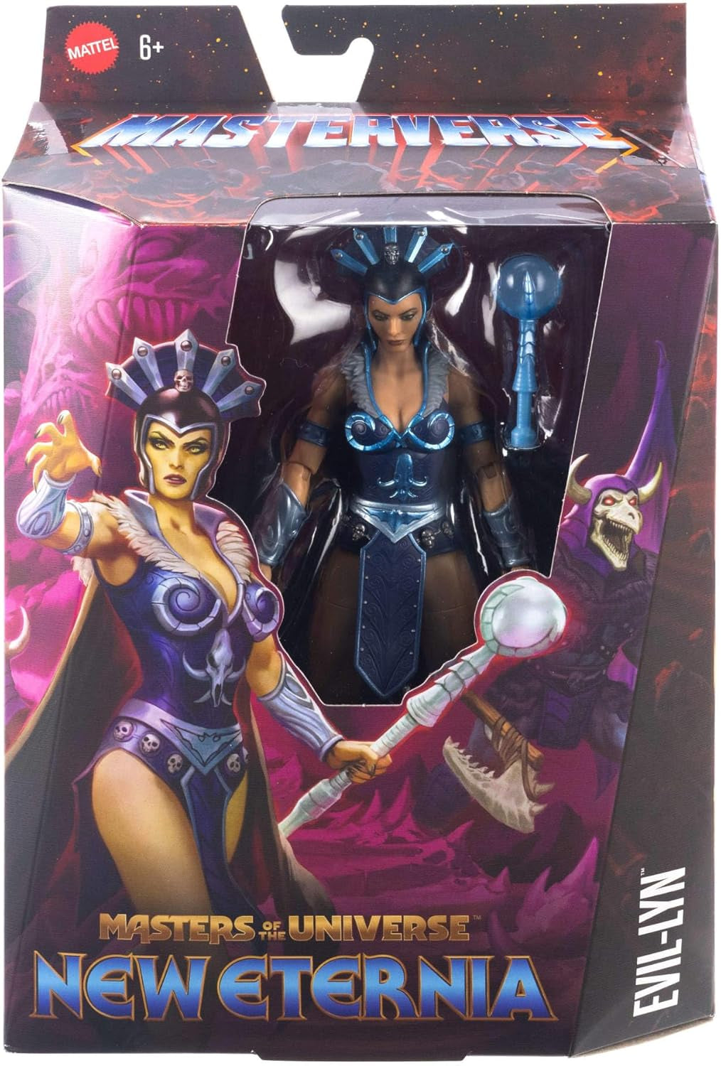 Universums mästare Masterverse Action Figur Ca. 18 cm lång, New Eternia Evil-Lyn, MOTU Toy Villainess, Sorceress, 30 Movement Points, Crystal Ball Wand, JBP77 Actionfigurer Naty Shop