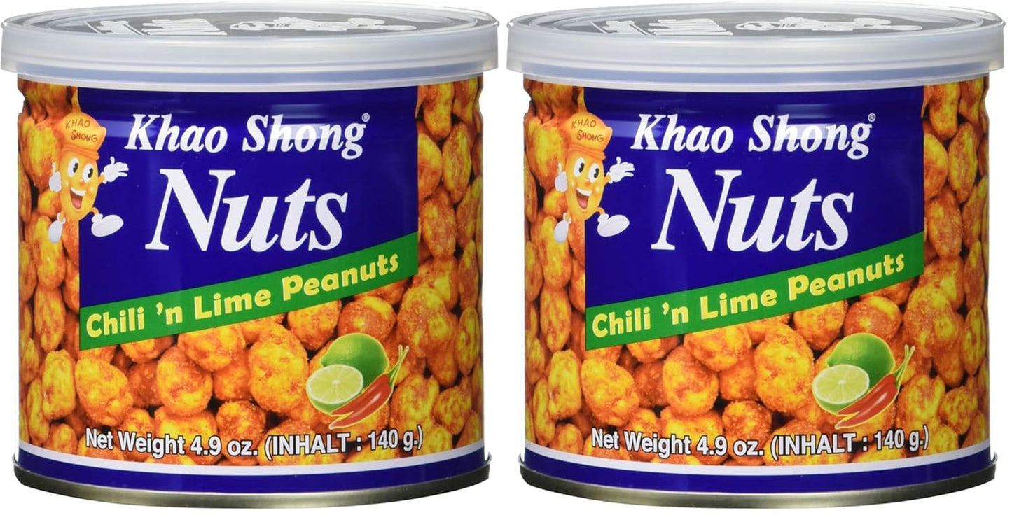 Khao Shong Friterade gröna ärtor med wasabi, krispiga ärtor i en kryddig smet, ett fettsnålt alternativ till nötter, medelkryddigt, 1 140g burk | 140 g (1 förpackning)