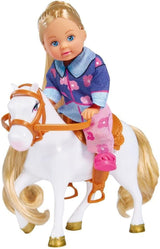 Simba 105737460 - Evi Love Evi Horse Trailer med rosa jeep, lila häst och ponnyhänge, dress-up docka, 12 cm, för barn 3 år och uppåt Dolls Naty Shop