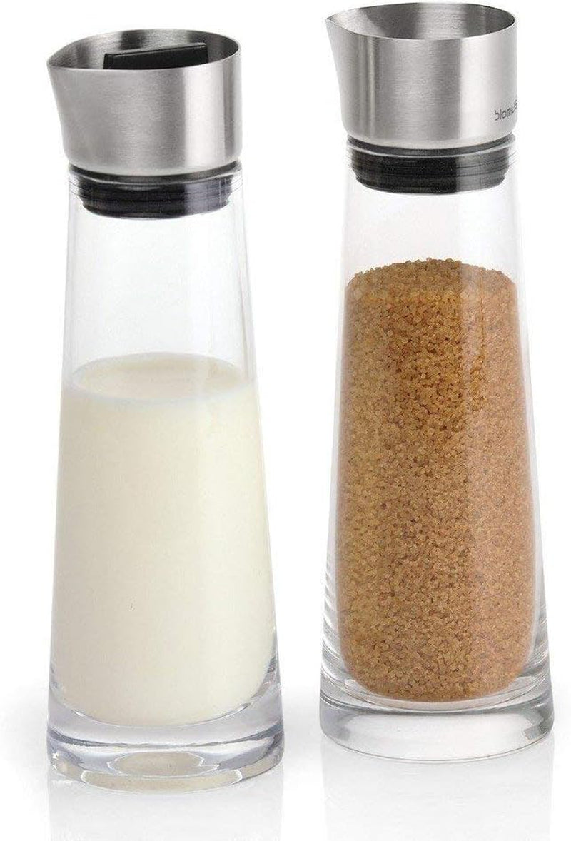 blomus -MACCHIATO- Glassocker- och krämset, kapacitet 180ml, lock i rostfritt stål, för te och kaffe, högkvalitativt utförande, exklusivt utseende (H/B/D: 17 x 5,4 x 5,4 cm, Transparent, 63510)