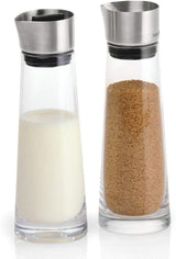 blomus -MACCHIATO- Glassocker- och krämset, kapacitet 180ml, lock i rostfritt stål, för te och kaffe, högkvalitativt utförande, exklusivt utseende (H/B/D: 17 x 5,4 x 5,4 cm, Transparent, 63510)