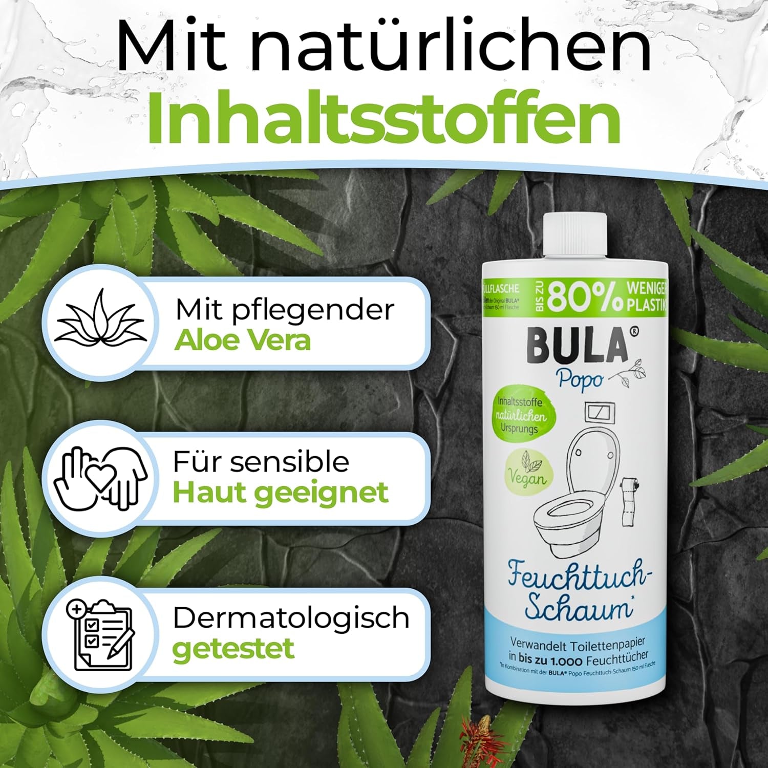 BULA® Popo Refill-flaska (750 ml) BARA FÖR ATT FYLLA PÅ våra 150 ml och 50 ml flaskor! | Ersätter upp till 1 000 våtservetter! | Med ingredienser av naturligt ursprung