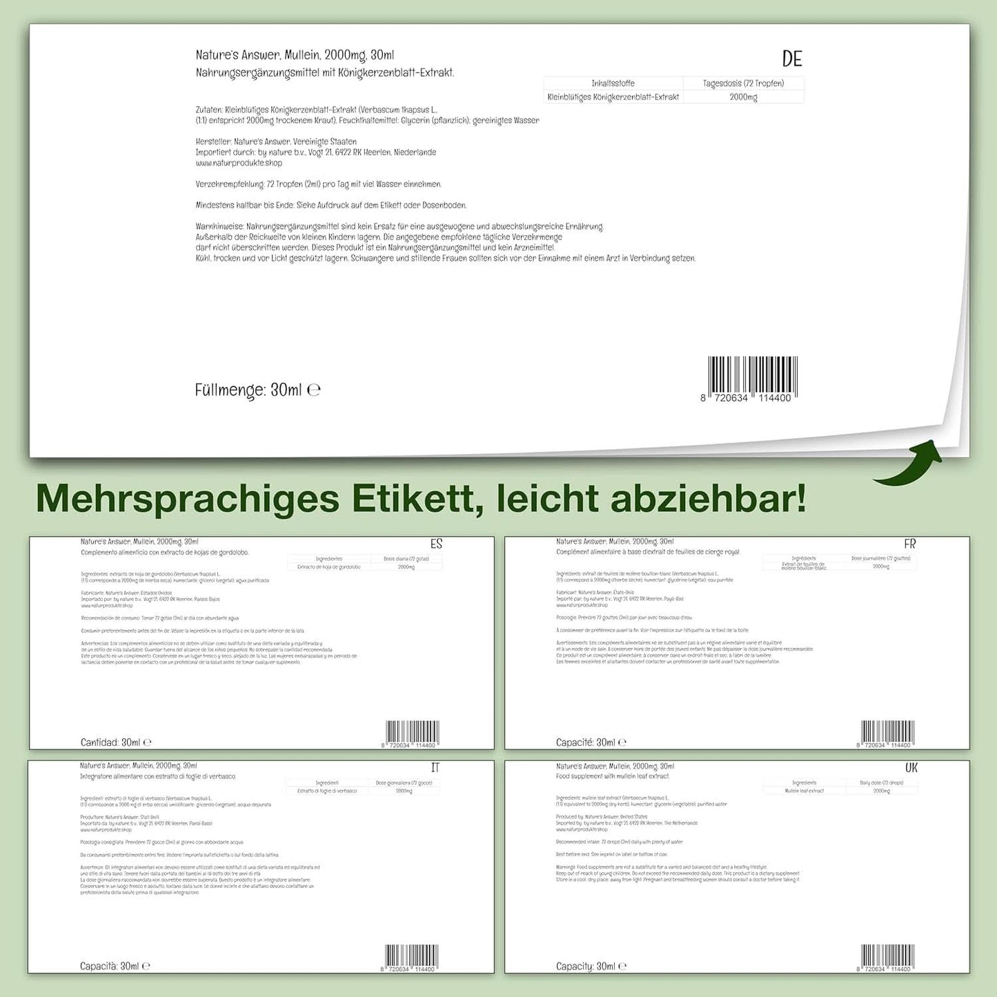 Mulleinbladsextrakt, 30 ml, alkoholfri Arome Naty Shop
