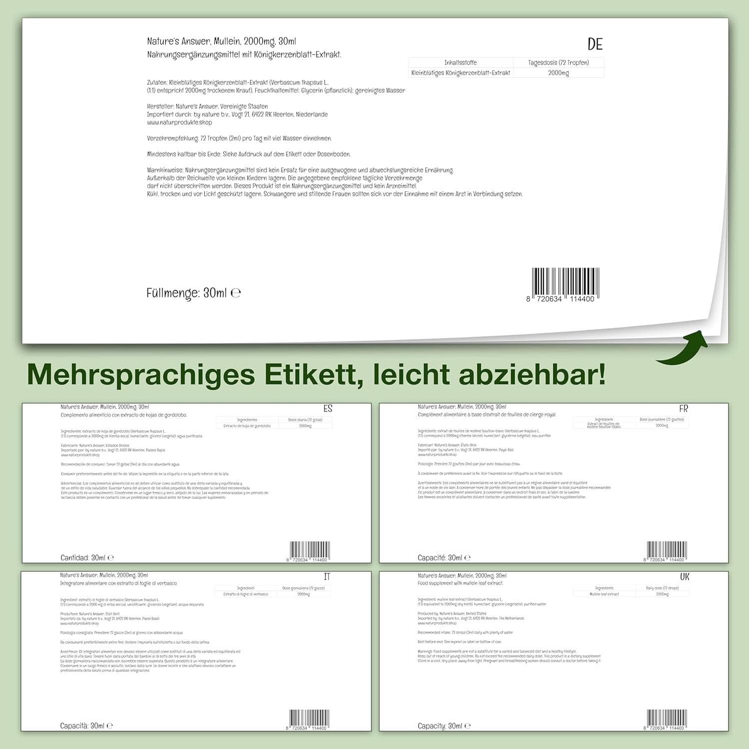Mulleinbladsextrakt, 30 ml, alkoholfri Arome Naty Shop
