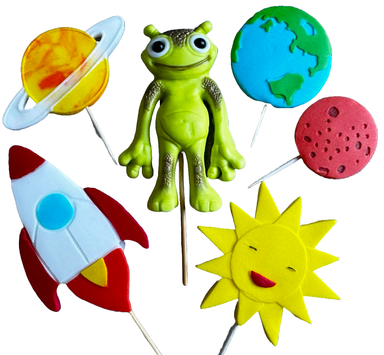 Set med 6 ätliga sockerdekorationer, Cosmos Sugar Paste Decorations Naty Shop
