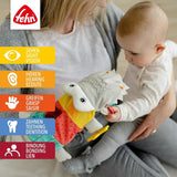 Fehn Baby Handdocka Krokodil - Plyschleksak med skallra, prasslande papper, bitring och gnissling - Babyhanddocka - Poppande leksak för spädbarn och småbarn 6+ månader Babyleksaker Naty Shop
