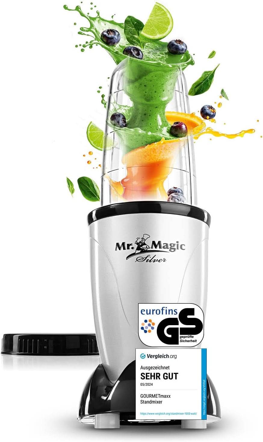Gourmetmaxx Mr Magic Blender, Smoothie Maker med Xxl Naty Shop tillbehörspaket