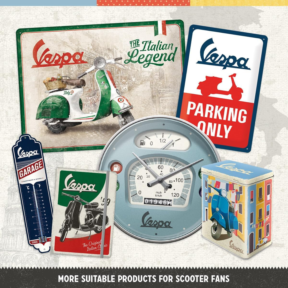 Nostalgic-Art Retro Coffee Box, 1,3 L, Vespa - Italiensk klassiker - Presentidé för skoterfans, Original Licensierad produkt (OLP), Vintage Design Workshop Decoration, Vintage Design Workshop Decoration Mat Förvaringslådor Naty Shop